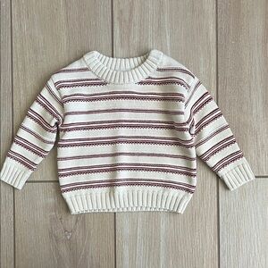 Cream and Burgundy Striped baby boy  Sweater